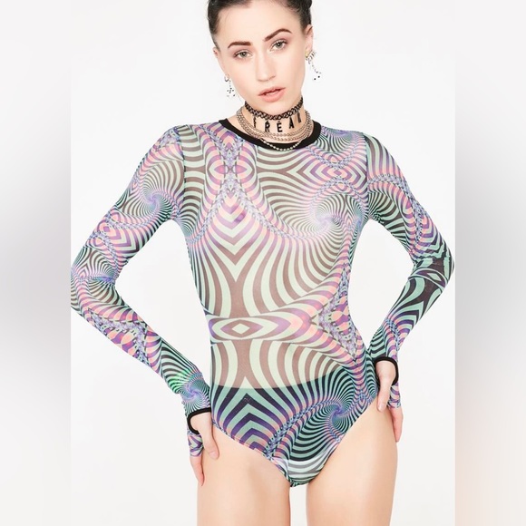 Mesh Psychedelic Print Bodysuit! - Picture 1 of 5